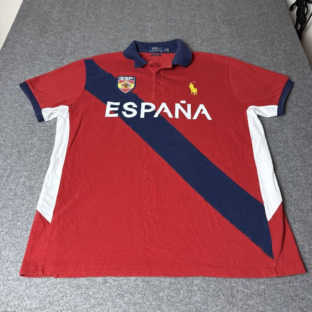 Polo Ralph Lauren Shirt Mens Size X-Large Spain ESP Rugby Red Big Pony City 16